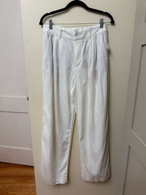 NWT Gap 6 Linen White High-Rise Wide Leg Pants Preppy Neutral Coastal Cottage